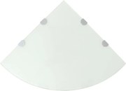 vidaXL Prateleiras canto 2 pcs suportes cromados 45x45cm vidro branco