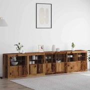 vidaXL Aparador com Luzes LED Madeira Velha 283x37x67 cm Madeira de Engenharia