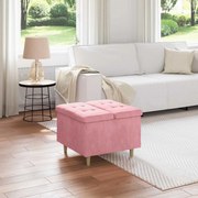 vidaXL Puff de armazenamento com almofada Rosa 60 x 60 x 45 cm Veludo