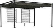 Outsunny Pérgola de Jardim 4x3 m com Teto Retrátil e 2 Painéis de Privacidade UPF50+ Pérgola para Exterior Cinzento | Aosom Portugal
