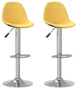 Bancos de bar 2 pcs tecido amarelo mostarda