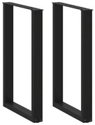 vidaXL Pés de mesa de bar em forma de U, 2 peças, preto, 60x(90-91) cm, aço