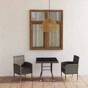 vidaXL 3 pcs conjunto de jantar para jardim vime PE antracite