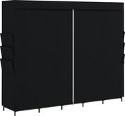 HOMCOM Roupeiro de Tecido com 5 Barras, 5 Prateleiras, 6 Bolsos Laterais, Fecho de Correr, Estrutura em Aço, 212x45x167 cm, Preto | Aosom Portugal