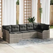 vidaXL Conjunto de sofá de jardim 7 peças com almofadas cinza claro