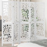 vidaXL Biombo com 5 painéis madeira de paulownia maciça branco