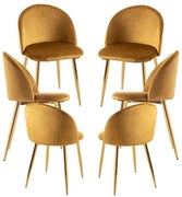 Pack 6 Cadeiras Vint Veludo Golden - Amarelo