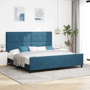 Cama vidaXL Azul Escuro 200x200 cm Veludo