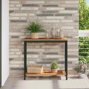 vidaXL Mesa Outdoor Natural e Preto 35x80x75 cm em madeira sólida e aço
