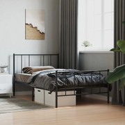 Estrutura de cama com cabeceira e pés 90x190 cm metal preto