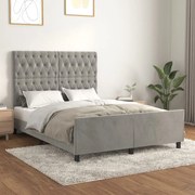 vidaXL Estrutura de cama sem colchão 140x190 cm veludo cinzento-claro