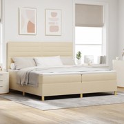 vidaXL Cama Box Spring com Colchão Creme 200x200 cm Tecido