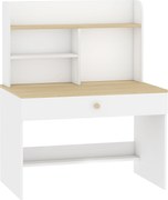 AIYAPLAY Secretária Infantil com Prateleira, 3 Compartimentos e Gaveta – Mesa de Estudo 80x50x100 cm, Branco, 3-8 Anos | Aosom Portugal