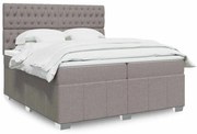 vidaXL Cama com molas/colchão 200x200 cm tecido castanho-acinzentado