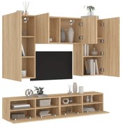 vidaXL 5 pcs móveis de parede p/ TV derivados madeira carvalho sonoma
