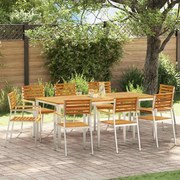 vidaXL Cadeira de Jardim 8 pcs Óleo Natural Madeira Sólida de Acácia