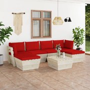 7 pcs conjunto lounge de paletes + almofadões madeira de abeto