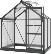 Outsunny Estufa de Jardim em Policarbonato 190x132x201 cm Resistente a Uv 30+ Fundação Reforçada Calha Cinza Claro | Aosom Portugal