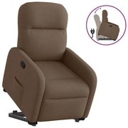 vidaXL Poltrona reclinável elevatória tecido castanho