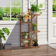 Estante de flores em madeira com suportes para vasos e plantas, 5 prateleiras 60 x 30 x 130 cm, madeira de abeto