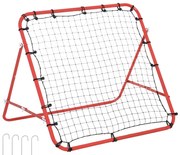 HOMCOM Rede de Rebote de Metal Rede de Rebote com Ângulo Ajustável e 20 Cordas Elásticas para Treinamento de Futebol Tenis Beisebol Desportes 96x80x96cm Vermelho