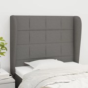 vidaXL Cabeceira cama c/ abas tecido 83x23x118/128 cm cinzento-escuro