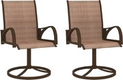 vidaXL Cadeiras de jardim giratórias 2 pcs textilene e aço castanho
