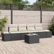 vidaXL Conjunto de Sofá de Jardim 5 Peças com Almofadas Pretas em Rattan Poliéster