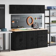 vidaXL Armários de garagem 6 pcs derivados de madeira preto