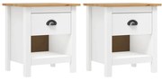 vidaXL Mesas cabeceira Hill 2 pcs 46x35x49,5cm pinho maciço
