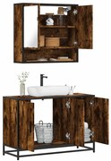 vidaXL 2 pcs conj. móveis casa de banho derivados madeira cor fumado