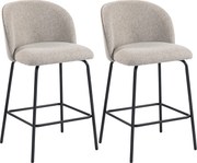 HOMCOM Conjunto de 2 banquetas com encosto e apoio para os pés, cadeiras estofadas com pernas de aço para ilha de cozinha, sala de jantar, Cinza claro | Aosom Portugal