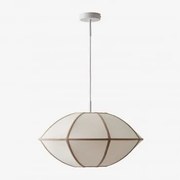 Luminária De Teto Em Linho Patraix Branco & Trigo Castanho Ø50 Cm Patraix - Sklum