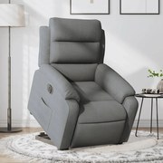 vidaXL Poltrona reclinável elevatória elétrica tecido cinzento-escuro