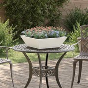 vidaXL Cachepô Jardim Branco 50x50x15 cm Aço