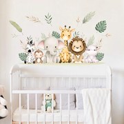 Papel de parede para quarto de criança - Mini safari de animais no prado