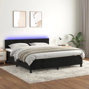 vidaXL Cama box spring c/ colchão/LED 160x200 cm veludo preto