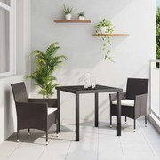 vidaXL Conjunto de Jantar para Jardim de 3 Peças em Rattan Sintético Castanho