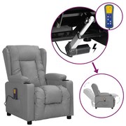 vidaXL Poltrona de massagens elevatória couro artificial cinzento