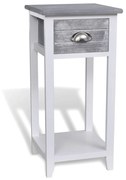 vidaXL Mesa de cabeceira com 1 gaveta, cinzento e branco