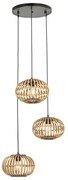 Candeeiro suspenso oriental bambu 3 luzes redondo - Amira Oriental