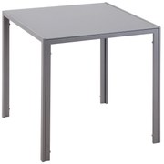 HOMCOM Mesa de Sala de Jantar de Cristal Mesa de Cozinha Quadrada para 4 Pessoas com Pés de Metal 75x75x75cm Cinza | Aosom Portugal