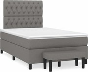 vidaXL Cama boxspring com colchão 120x190 cm tecido cinzento-escuro