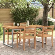 vidaXL Mesa de Jantar Externa Cinza 180x90x75 cm - Aço e Madeira Sólida de Acácia