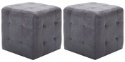 Pufe 2 pcs 30x30x30 cm camurça artificial cinzento