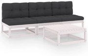 4 pcs conjunto lounge de jardim com almofadões pinho maciço