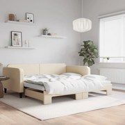 vidaXL Sofá-cama com gavetão 100x200 cm tecido cor creme