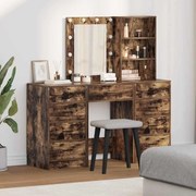 Conjunto de 3 Peças para Maquilhagem com LED em Madeira de Carvalho Fumada