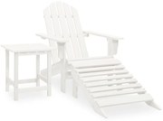 vidaXL Cadeira de jardim Adirondack c/ otomano e mesa abeto branco