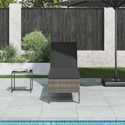 vidaXL Espreguiçadeira com almofadão 55x200x44cm vime PE cinzento
